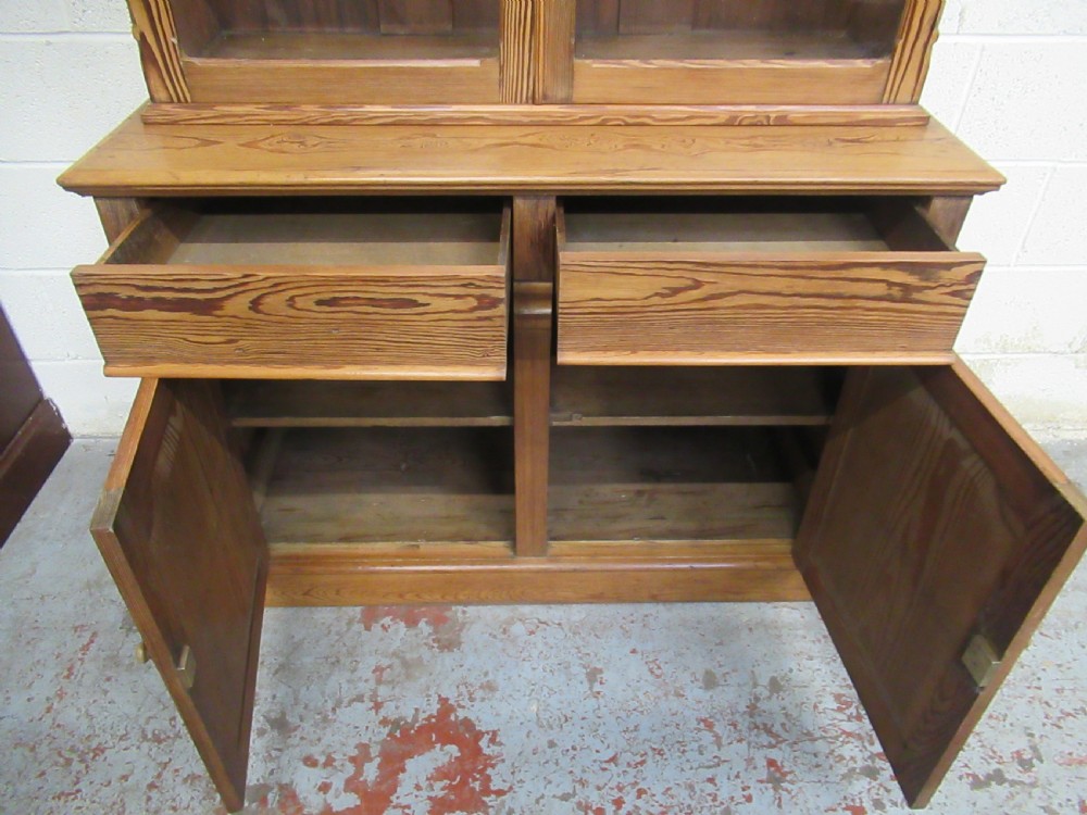 A Victorian 1880s pitch pine cupboard  bookcase View VIII