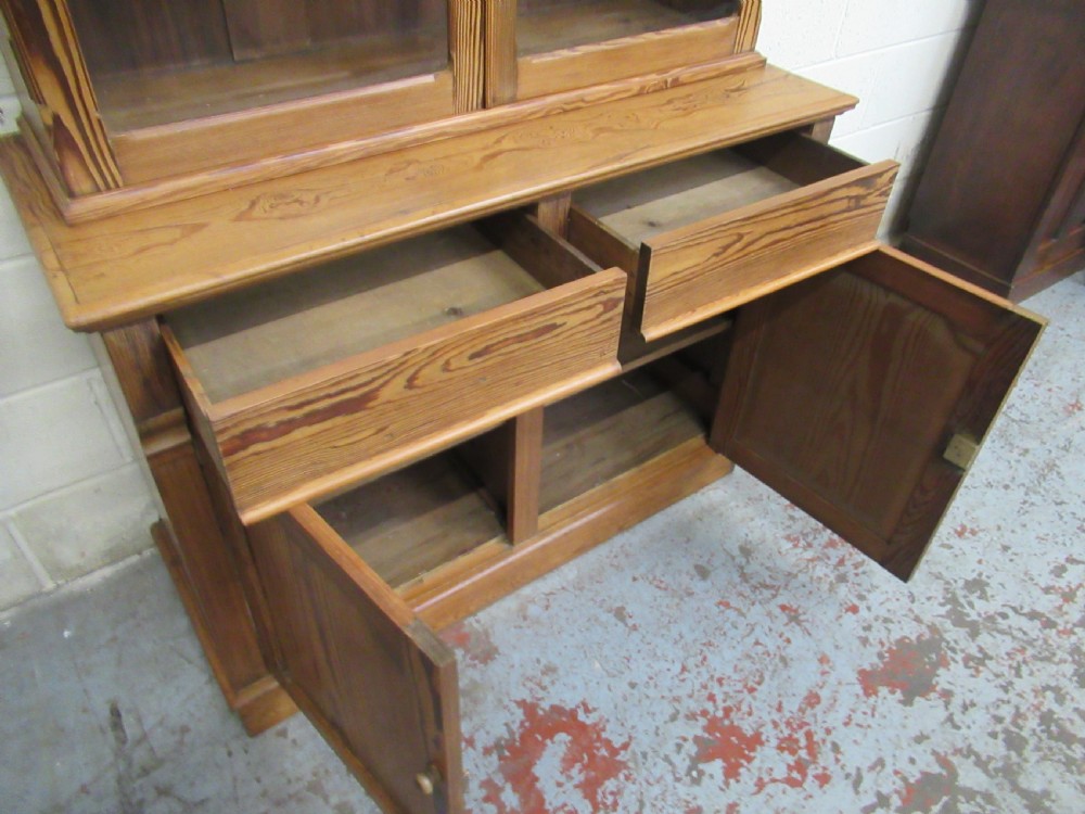 A Victorian 1880s pitch pine cupboard  bookcase View IX