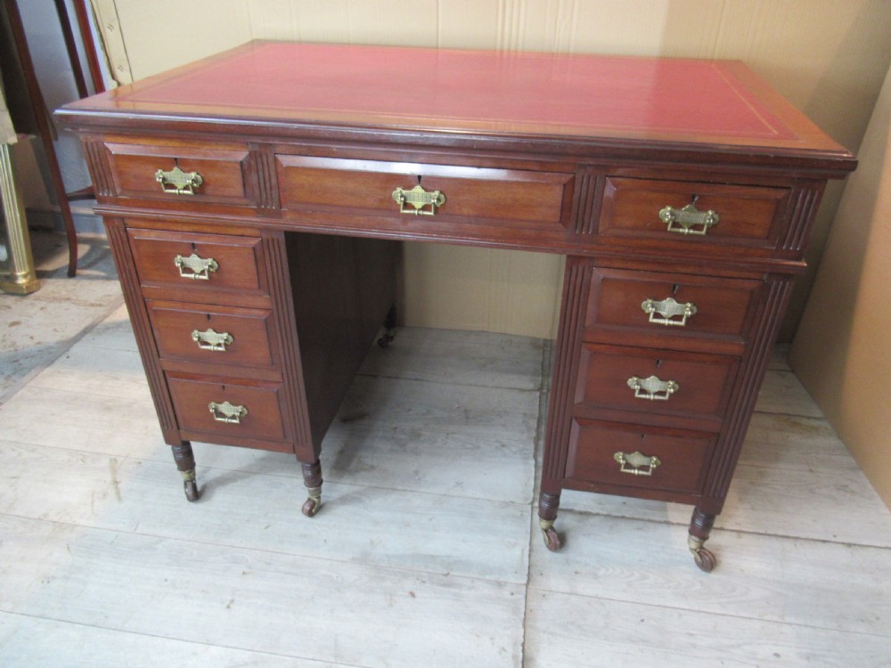 Small size Late Victorian mahogany knee hole desk View II