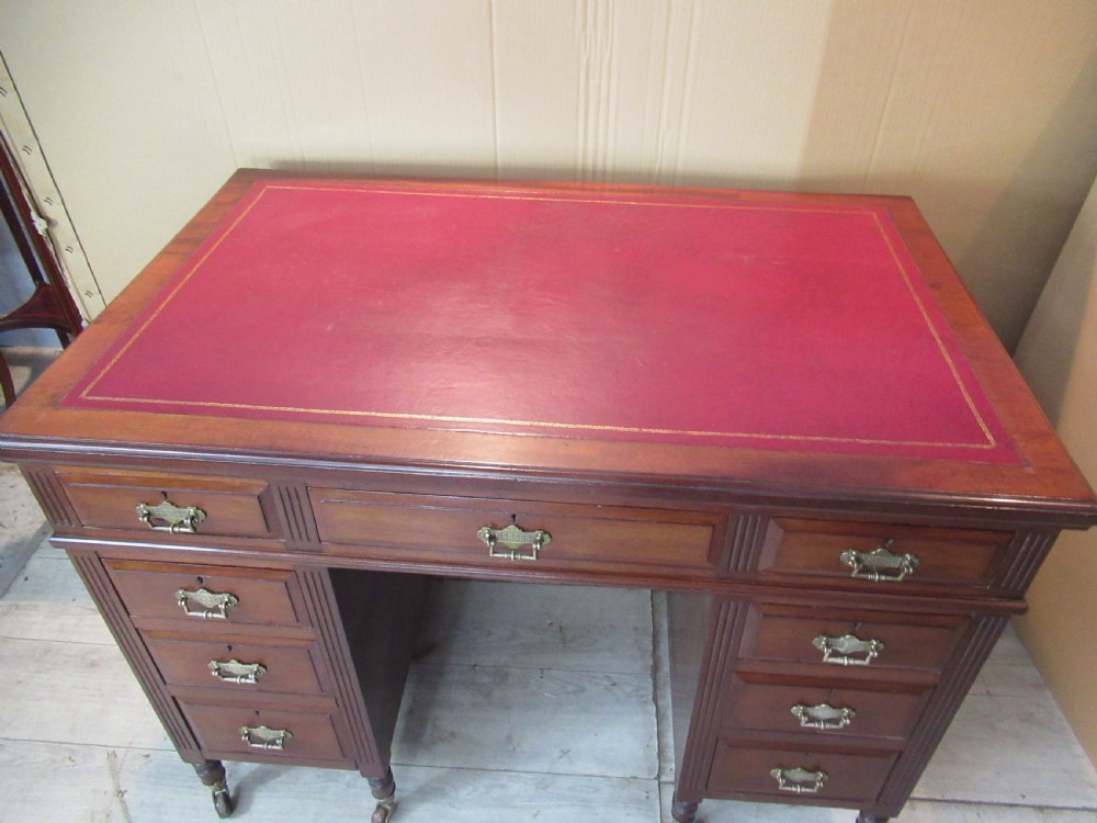 Small size Late Victorian mahogany knee hole desk View III