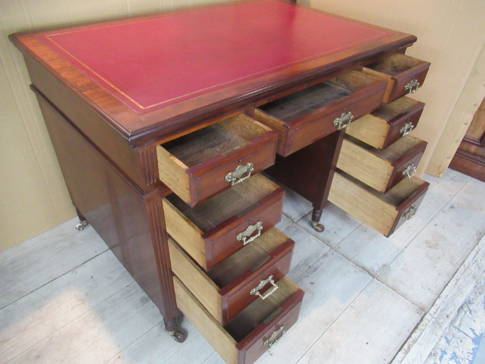 Small size Late Victorian mahogany knee hole desk View X