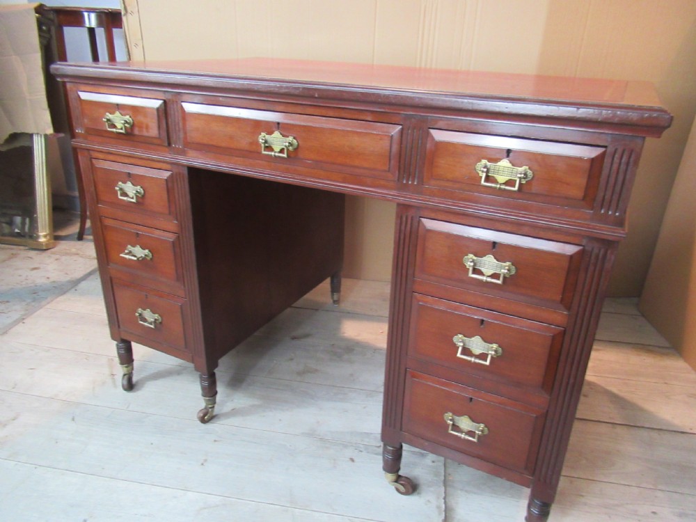 Small size Late Victorian mahogany knee hole desk View XII