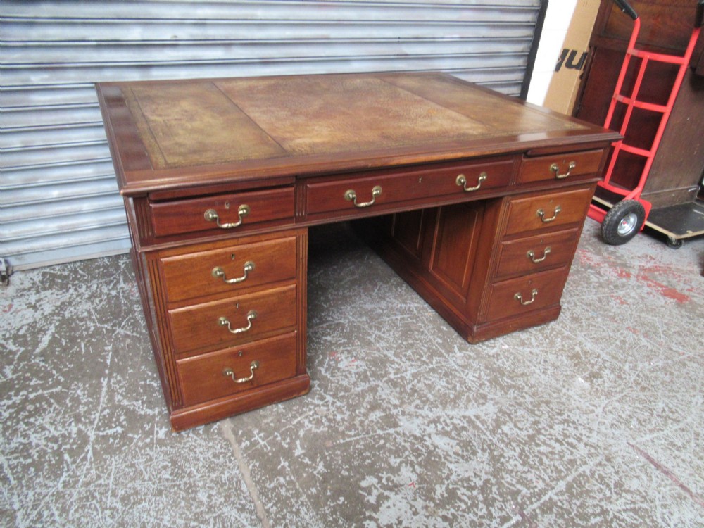 Large Edwardian  mahogany partners   desk  View IV