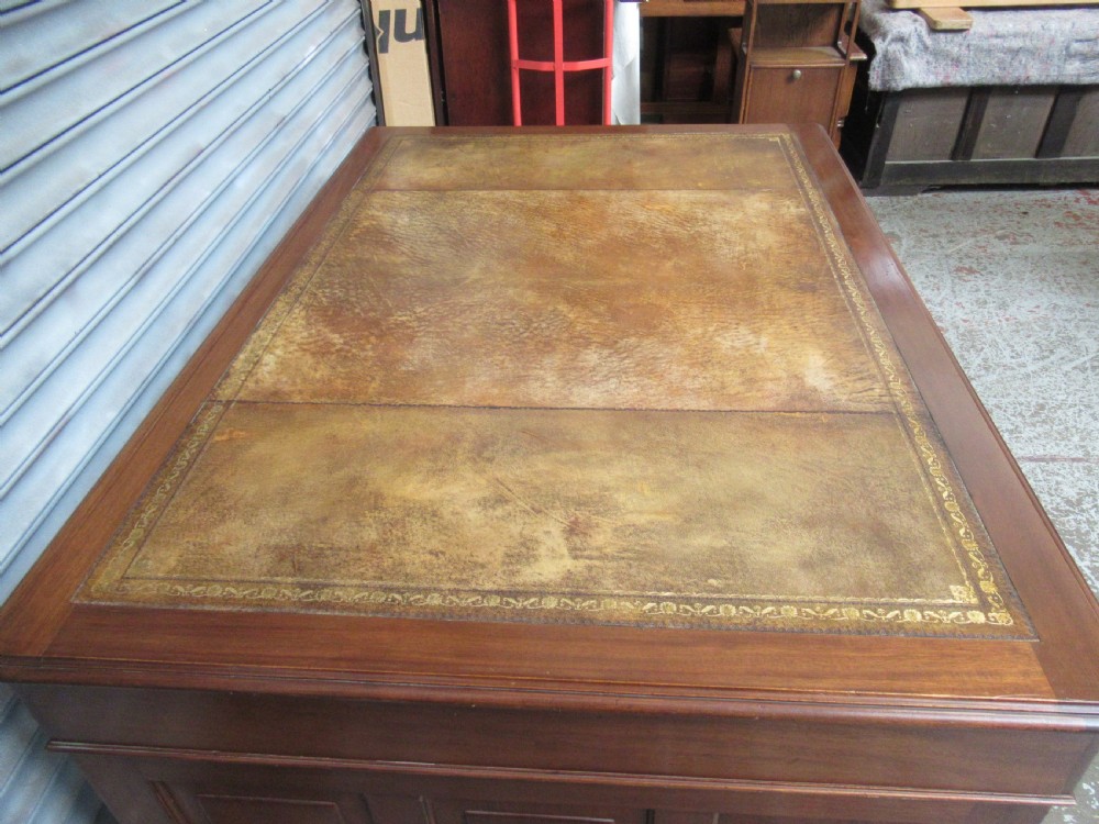 Large Edwardian  mahogany partners   desk  View V