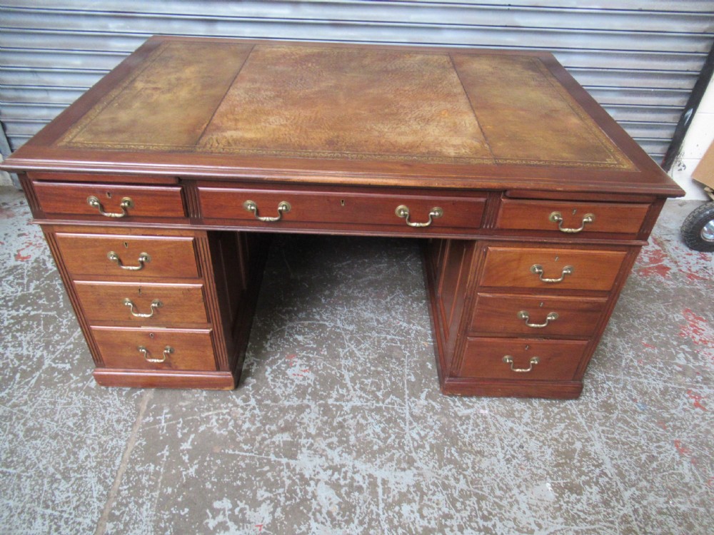 Large Edwardian  mahogany partners   desk  View VII