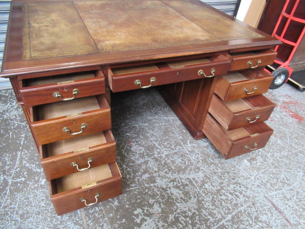 Large Edwardian  mahogany partners   desk  View X