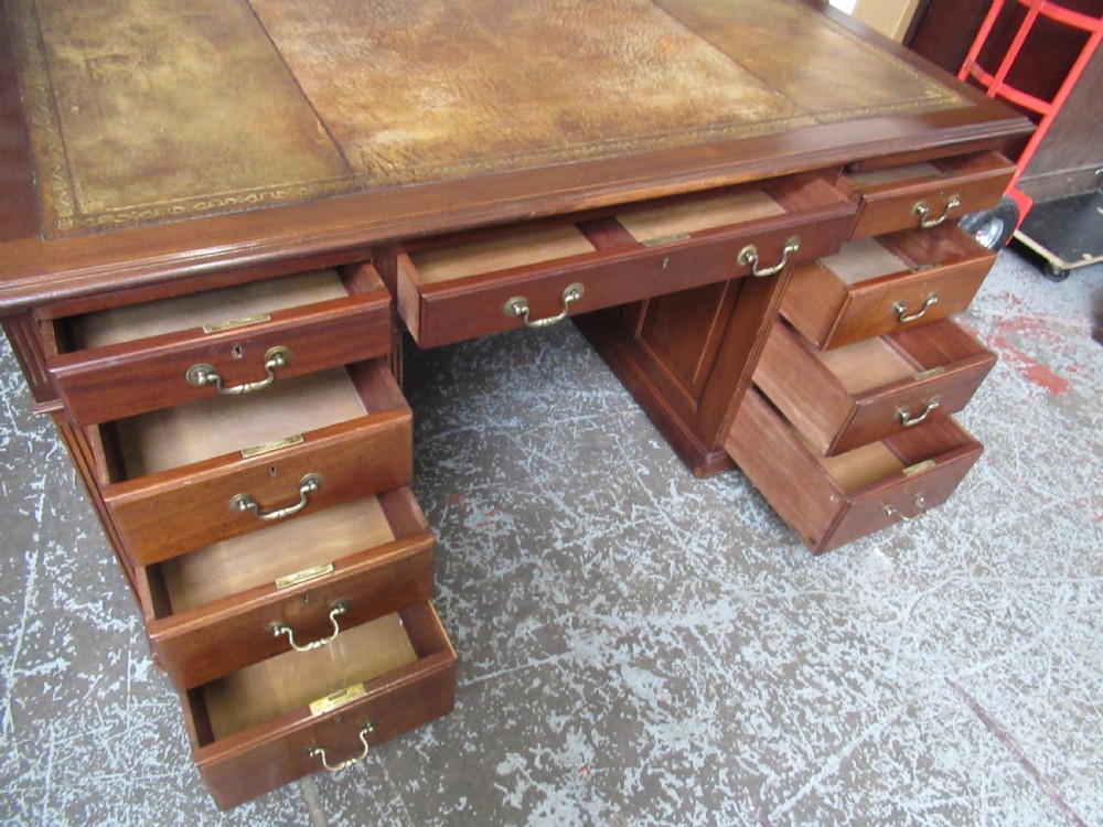 Large Edwardian  mahogany partners   desk  View XI