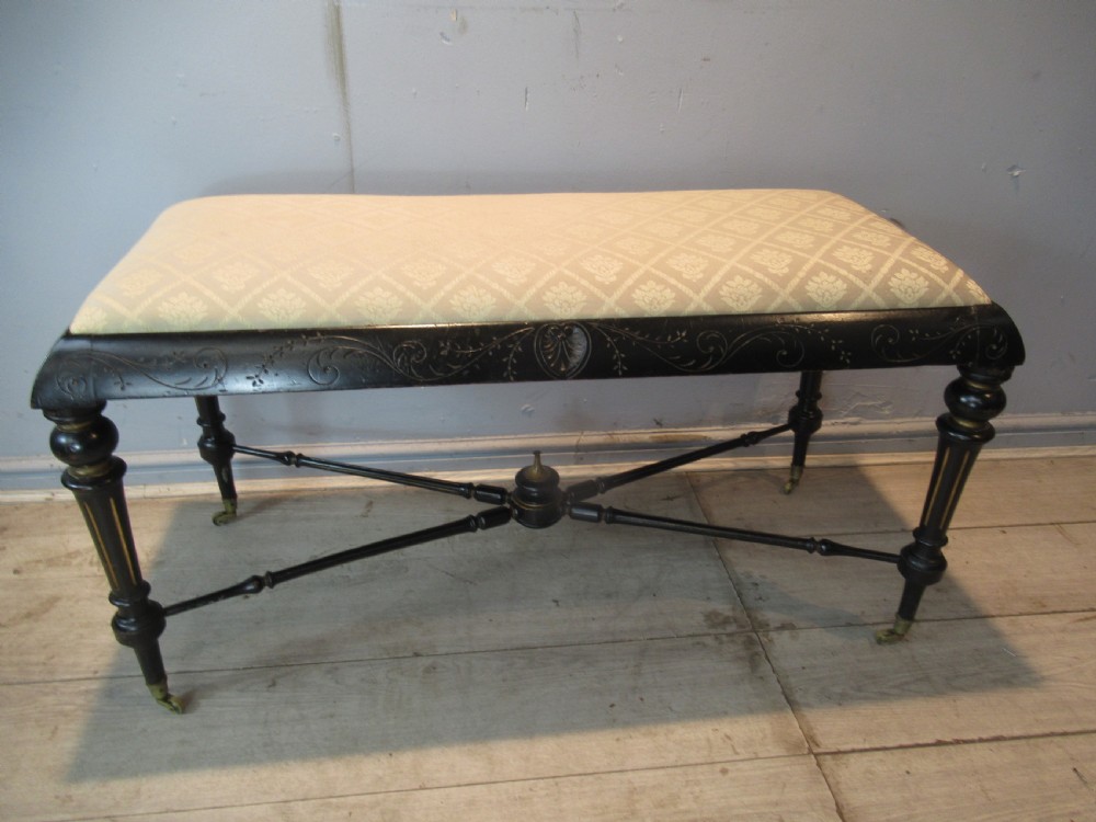 Victorian ebonized long stool View II