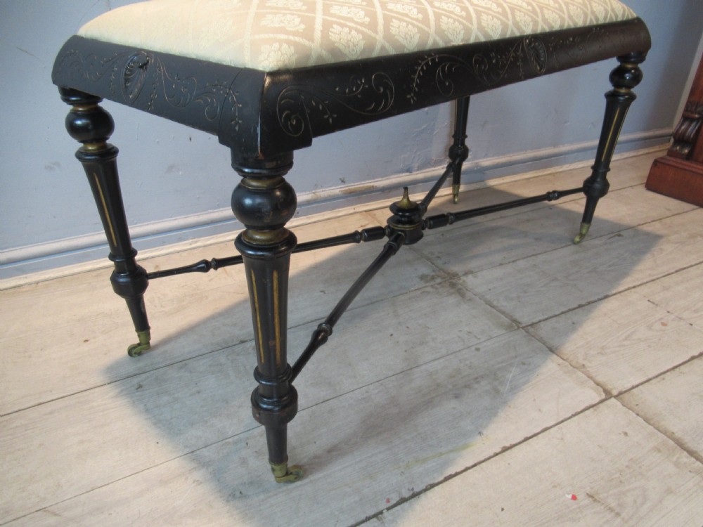 Victorian ebonized long stool View IV