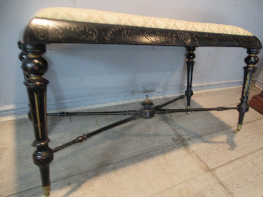 Victorian ebonized long stool View VI