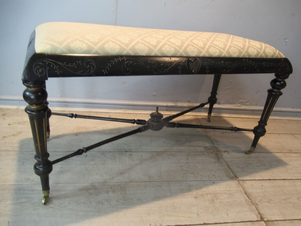 Victorian ebonized long stool View XI
