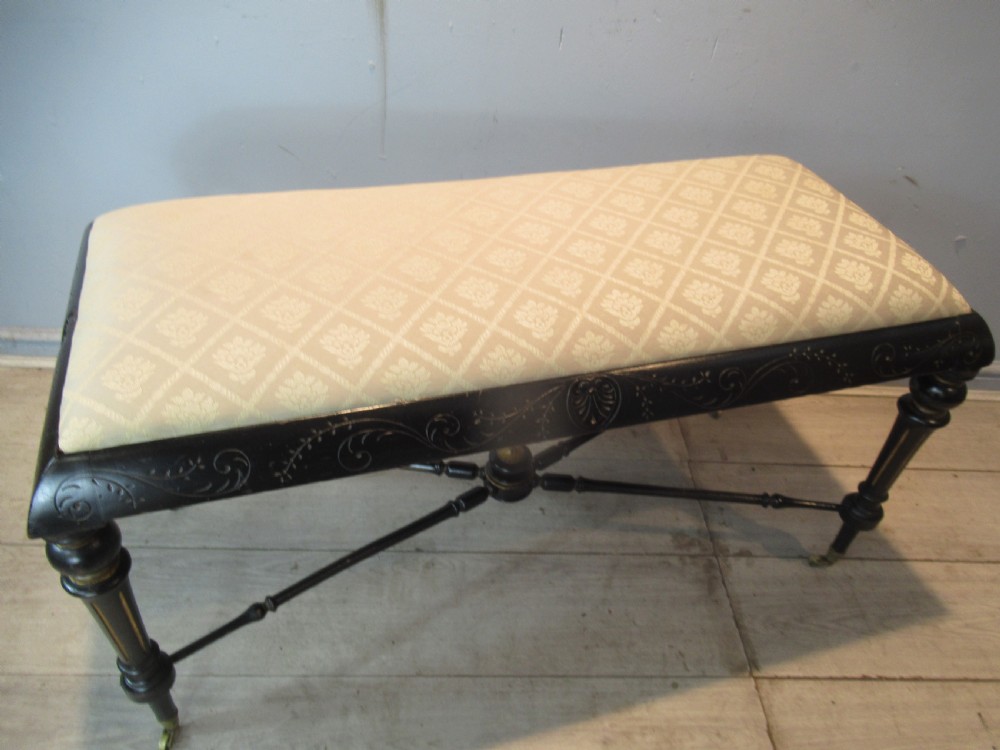 Victorian ebonized long stool View XII