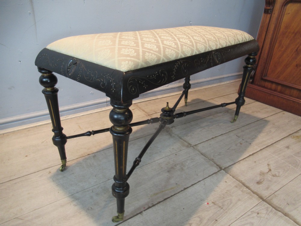 Victorian ebonized long stool