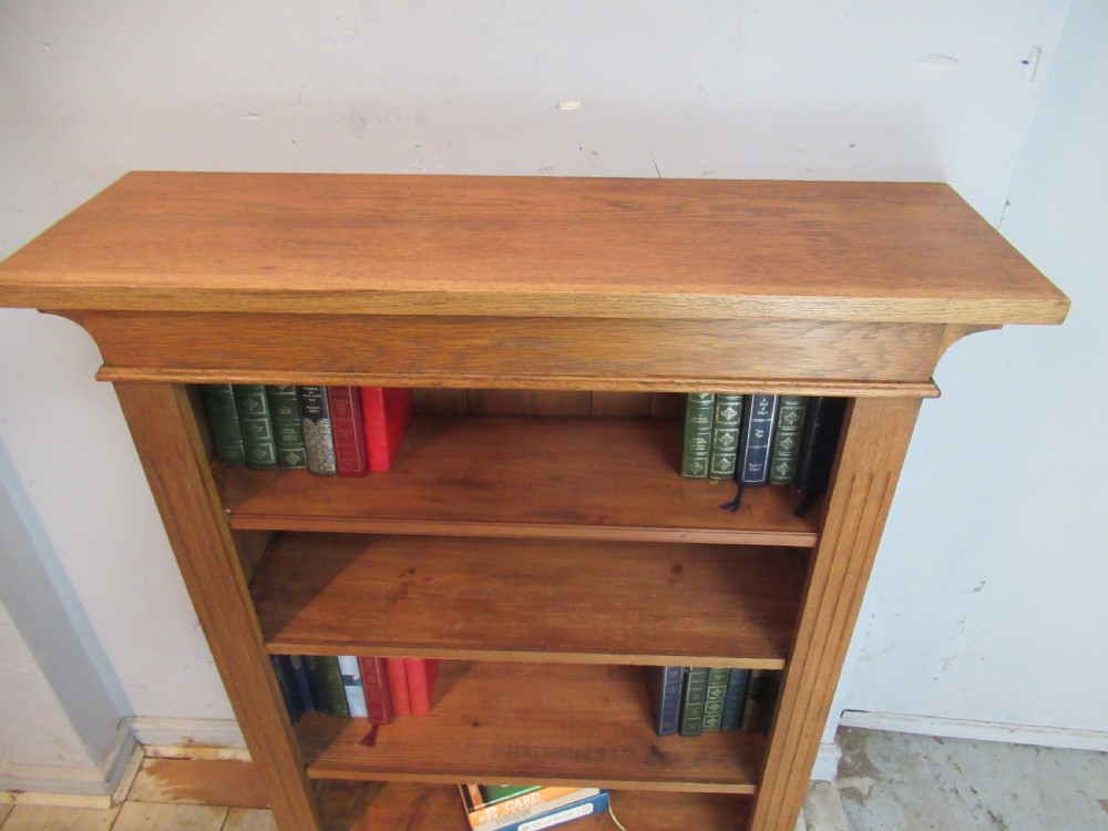 Oak   Arts and   Crafts  style open bookcase  View III