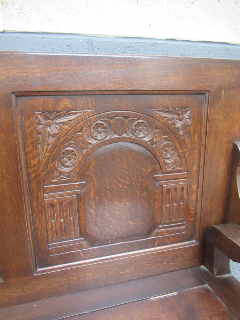A 1920s  oak Monks bench seat View VI