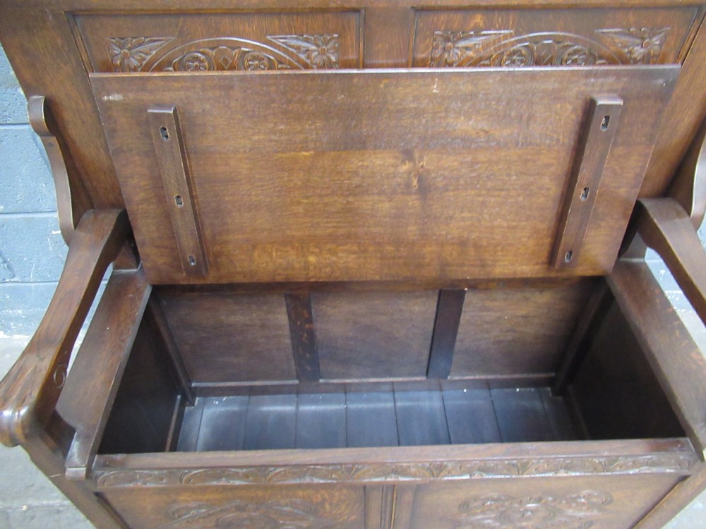 A 1920s  oak Monks bench seat View VII