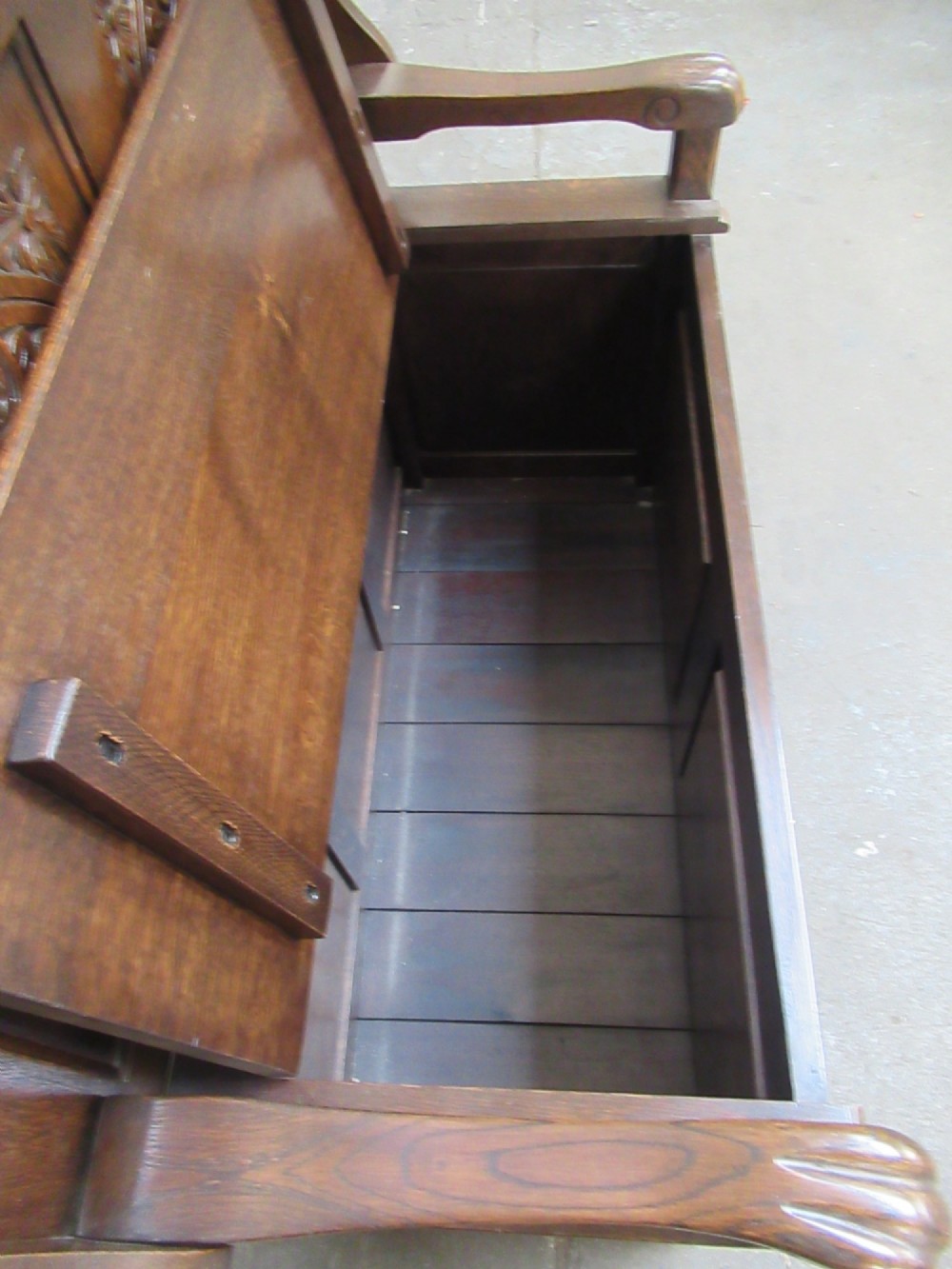 A 1920s  oak Monks bench seat View VIII
