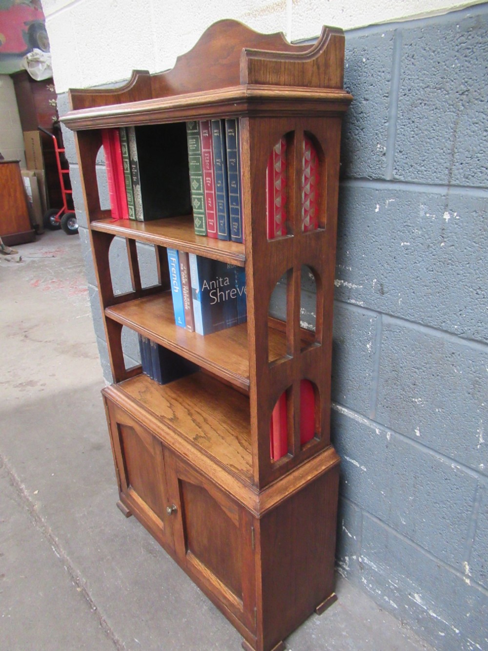 Oak Edwardian period   open  bookcase View VI