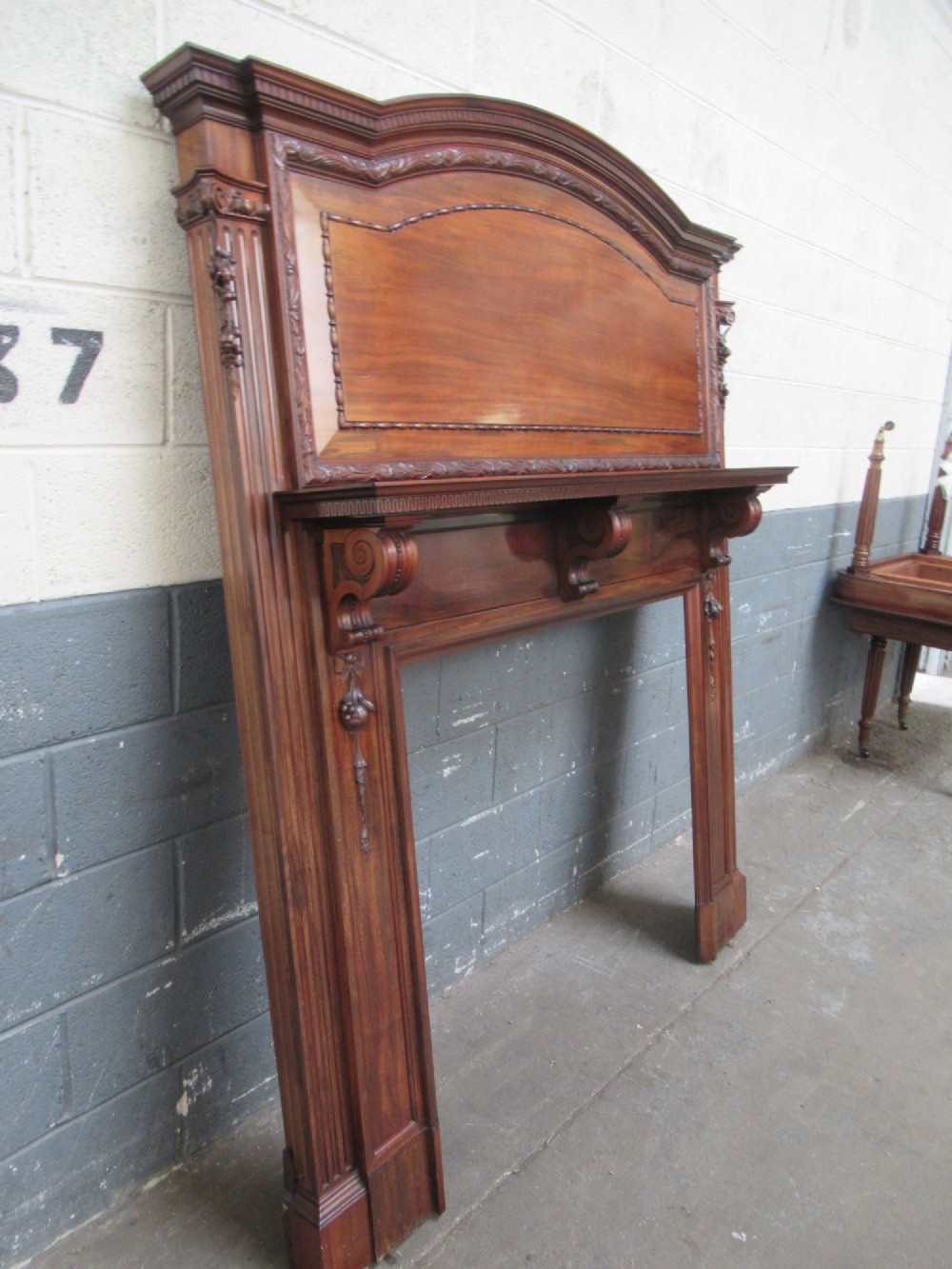 Large impressive   mahogany fire surround,  1900s View II