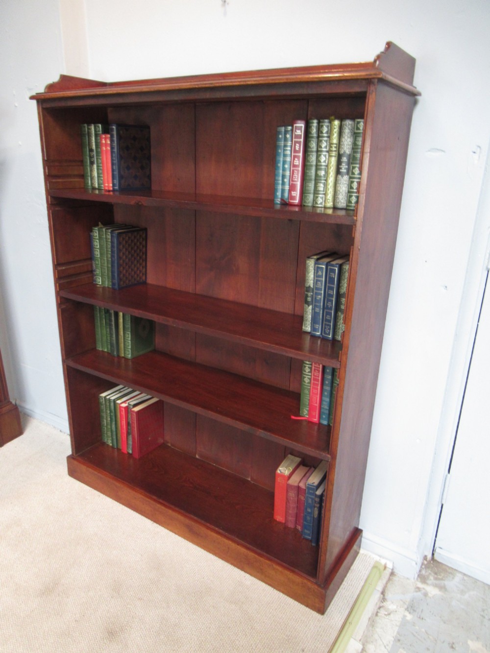 Late Victorian mahogany   open bookcase View VII