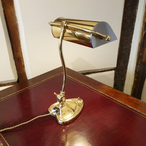 BRASS STEEL DESK OR BANKERS LAMP WITH A HEART SHAPED BASE - ADDITIONAL PHOTO 2