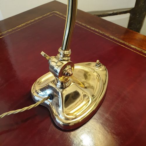 BRASS STEEL DESK OR BANKERS LAMP WITH A HEART SHAPED BASE - ADDITIONAL PHOTO 3
