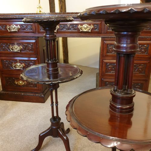 PAIR OF TWO TIER MAHOGANY OCCASIONAL TABLES PREVIOUSLY FROM A SURREY COUNTRY ESTATE - ADDITIONAL PHOTO 2