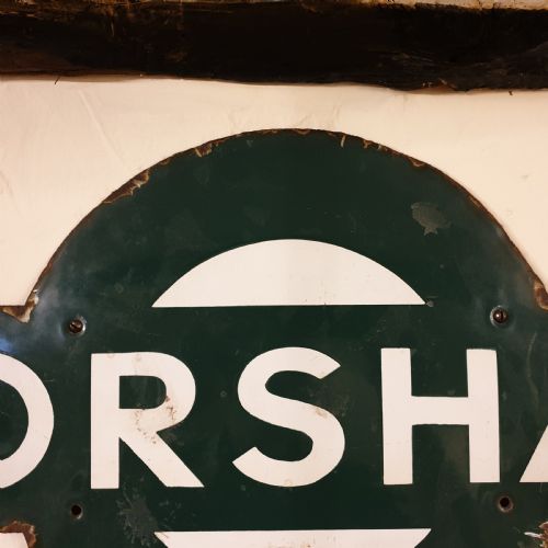 ENAMEL TARGET STATION SIGN FOR 'HORSHAM' FORMERLY PART OF THE LONDON BRIGHTON SOUTH COAST RAILWAY - ADDITIONAL PHOTO 2