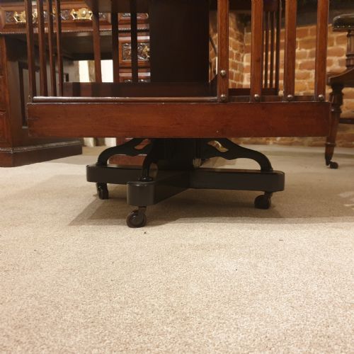 A MAHOGANY REVOLVING LIBRARY BOOKCASE WITH GALLERIED TOP - ADDITIONAL PHOTO 5