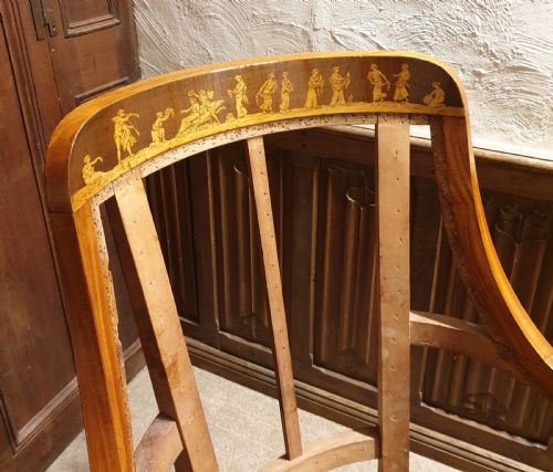 AN INLAID SATINWOOD ARMCHAIR FRAME WITH ORMOLU MOUNTS AWAITING UPHOLSTERY - ADDITIONAL PHOTO 3