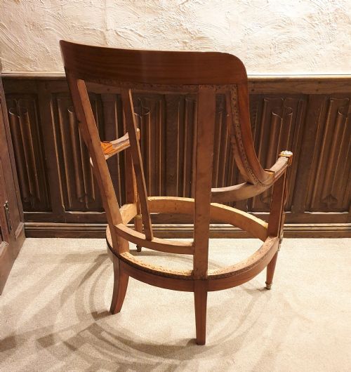 AN INLAID SATINWOOD ARMCHAIR FRAME WITH ORMOLU MOUNTS AWAITING UPHOLSTERY - ADDITIONAL PHOTO 8