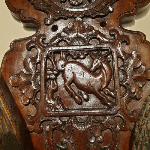 A 19TH CENTURY CARVED DECORATED WOODEN STAG'S HEAD - ADDITIONAL PHOTO 6