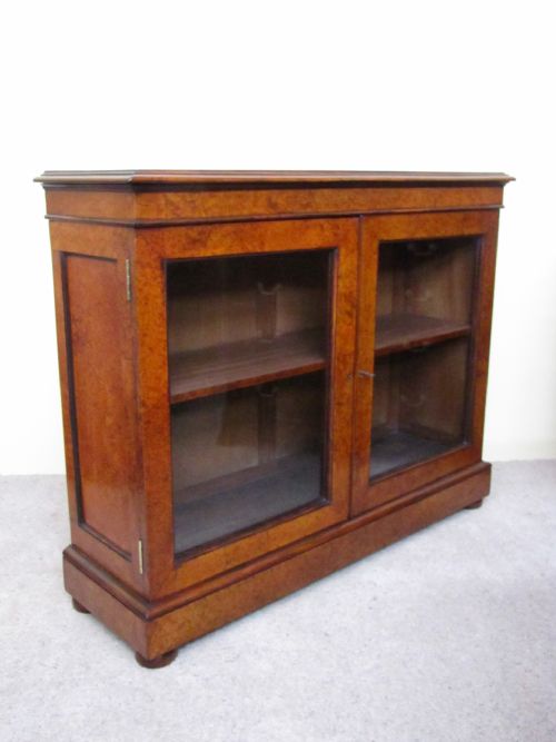 mid19th century amboyna rosewood glazed bookcase - CATEGORY: ANTIQUE BOOKCASES - DATED 1860
