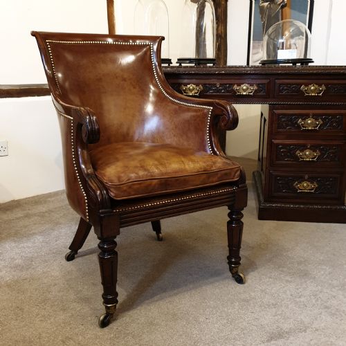 early 19th century library chair - CATEGORY: ANTIQUE CHAIRS - DATED 19TH CENTURY