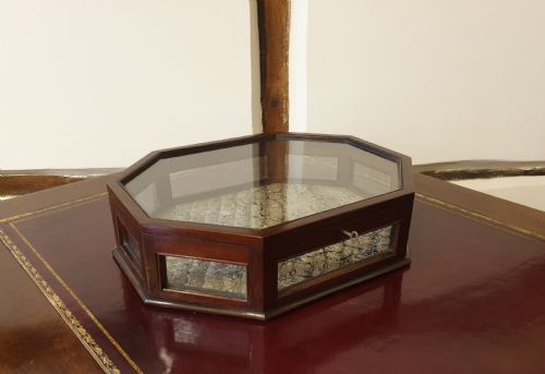 AN OCTAGONAL MAHOGANY GLASS SIDED TABLETOP DISPLAY CASE - ADDITIONAL PHOTO 2