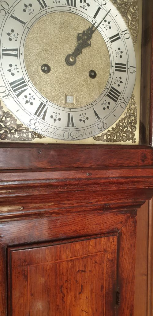 EARLY 18TH CENTURY OAK LONGCASE CLOCK BY BLACKBURN OF OAKHAM COUNTY TOWN OF RUTLAND - ADDITIONAL PHOTO 3