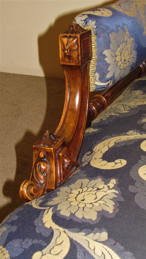 WALNUT SHOW FRAME CHAISE LOUNGE CIRCA 1870 - ADDITIONAL PHOTO 2