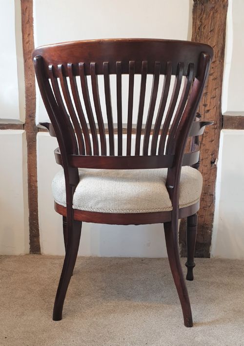 A LATE 19TH CENTURY INLAYED ROSEWOOD MAHOGANY DESK CHAIR - ADDITIONAL PHOTO 3