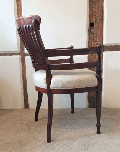 A LATE 19TH CENTURY INLAYED ROSEWOOD MAHOGANY DESK CHAIR - ADDITIONAL PHOTO 4