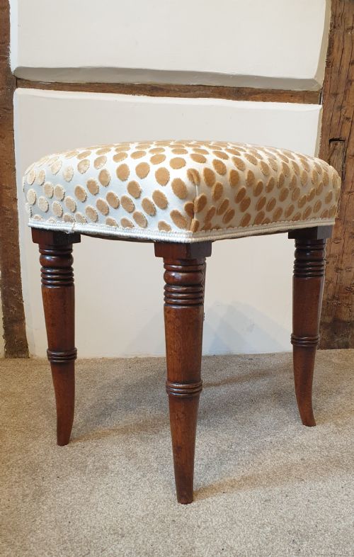 early 19th century mahogany stool with contemporary polka dot upholstery - CATEGORY: ANTIQUE STOOLS - DATED 19TH CENTURY