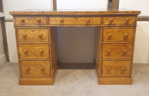 19TH CENTURY SATIN BIRCH PEDESTAL DESK - ADDITIONAL PHOTO 1