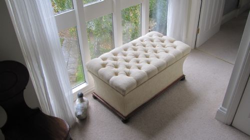 a reupholstered rosewood ottoman circa 1850 - CATEGORY: ANTIQUE CHESTS - DATED 1850