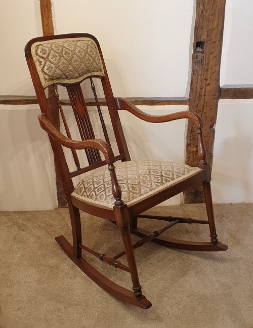 edwardian mahogany rocking chair - CATEGORY: ANTIQUE CHAIRS - DATED 1910