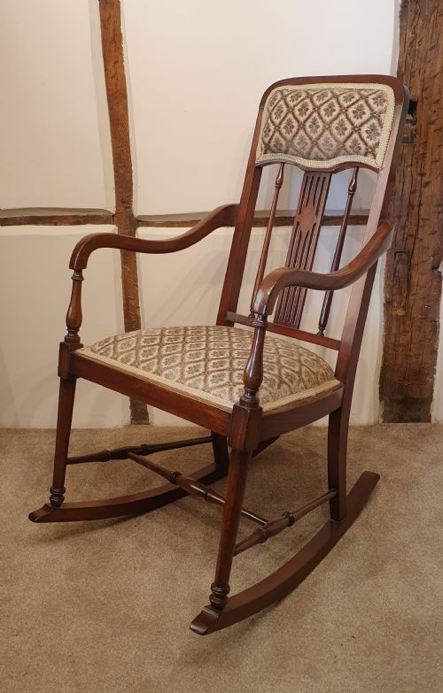 EDWARDIAN MAHOGANY ROCKING CHAIR - ADDITIONAL PHOTO 1