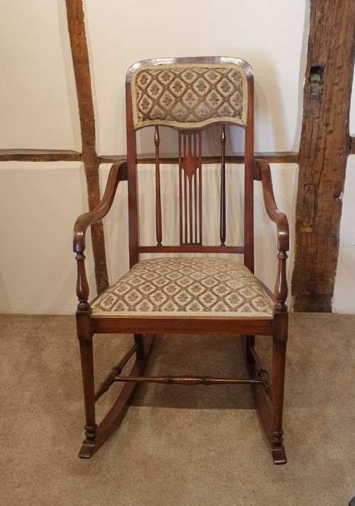 EDWARDIAN MAHOGANY ROCKING CHAIR - ADDITIONAL PHOTO 2