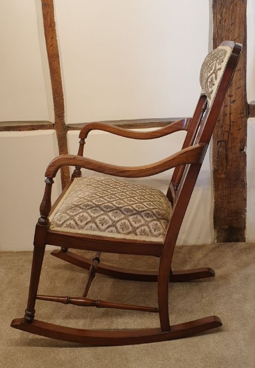 EDWARDIAN MAHOGANY ROCKING CHAIR - ADDITIONAL PHOTO 3
