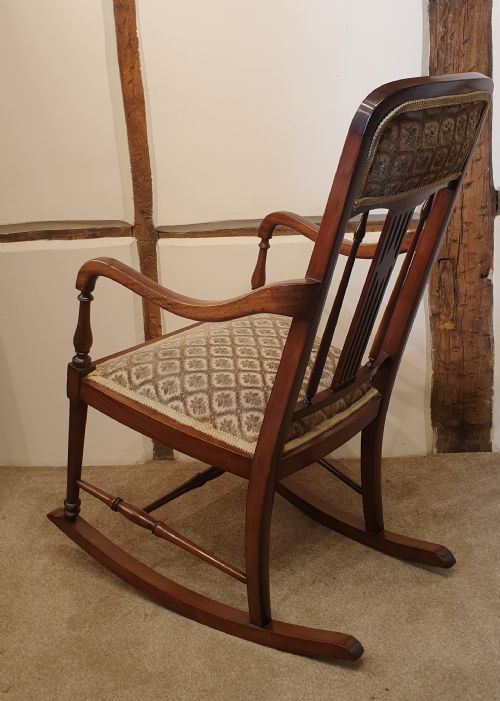 EDWARDIAN MAHOGANY ROCKING CHAIR - ADDITIONAL PHOTO 4