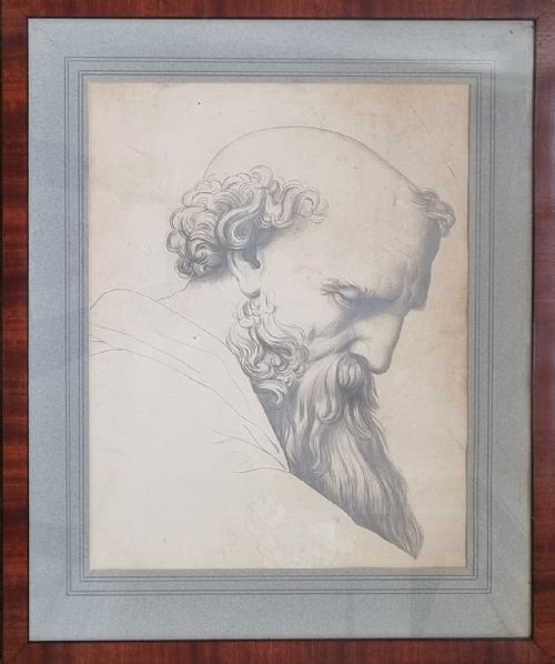 A 19TH CENTURY STUDENT'S SKETCH OF A CLASSICAL BEARDED MAN - ADDITIONAL PHOTO 2