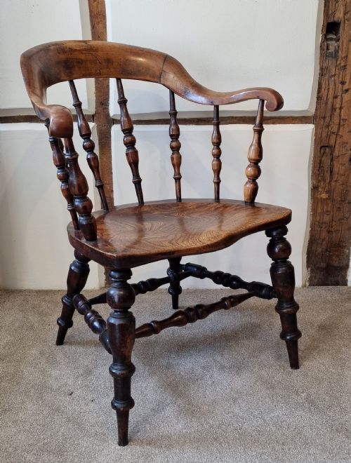 19TH CENTURY ELM BEECH CAPTAIN'S CHAIR - ADDITIONAL PHOTO 1
