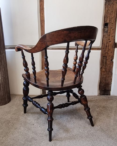 19TH CENTURY ELM BEECH CAPTAIN'S CHAIR - ADDITIONAL PHOTO 4